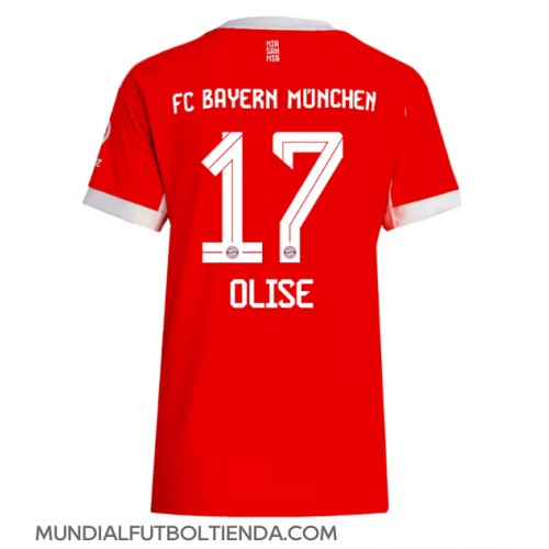 Camiseta Bayern Munich Michael Olise #17 Primera Equipación Replica 2025-26 para mujer mangas cortas